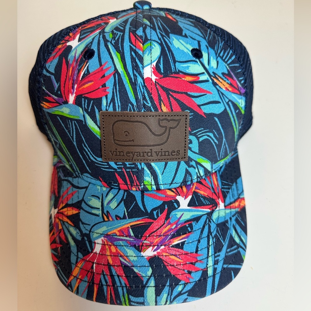 Vineyard Vines Blue Floral Mesh Trucker Adjustable Snapback Hat